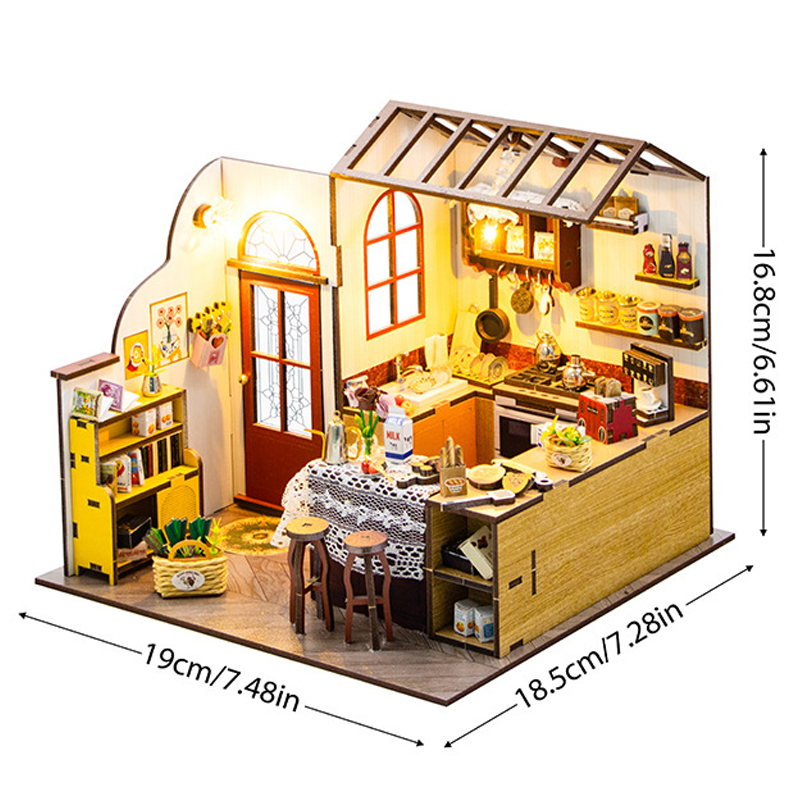 DIY 3D Bakkerij Poppenhuis Houten Miniatuur Poppenhuis Kit Meubels Modern Huis Model Speelgoed Kinderen Creatieve Meisje Verjaardagscadeautjes