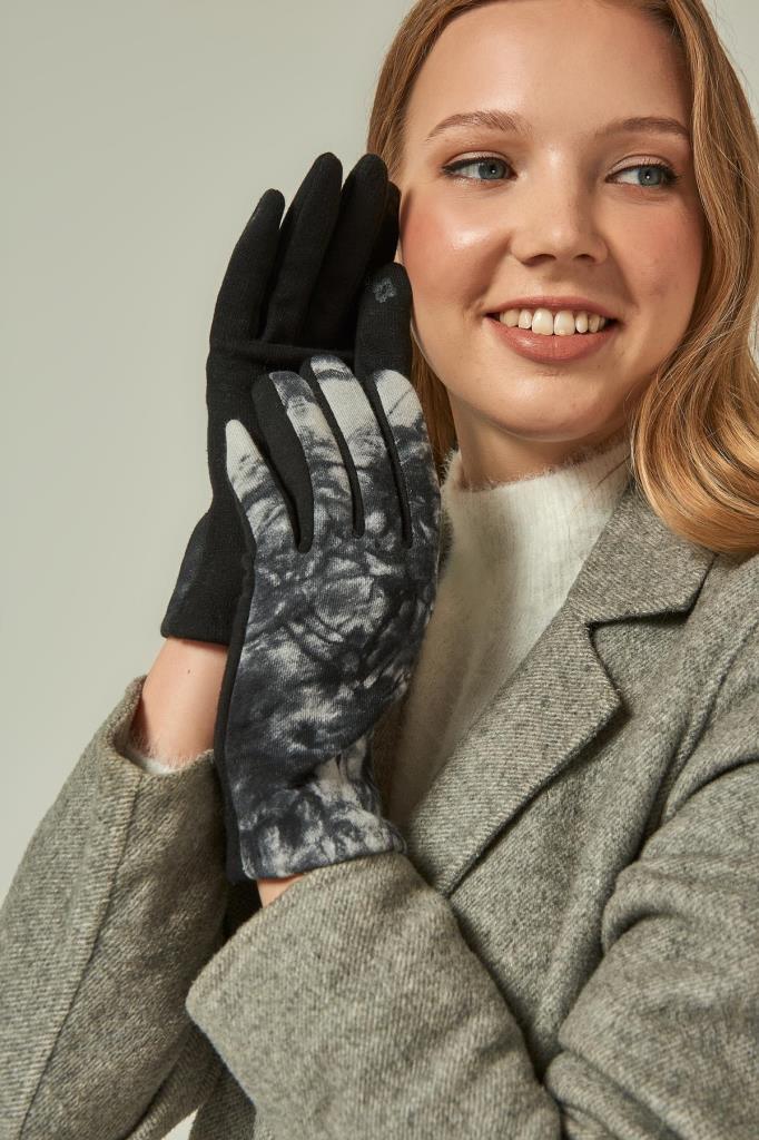 12918 gradienttiprinttiä mustat puuvillahanskat yl