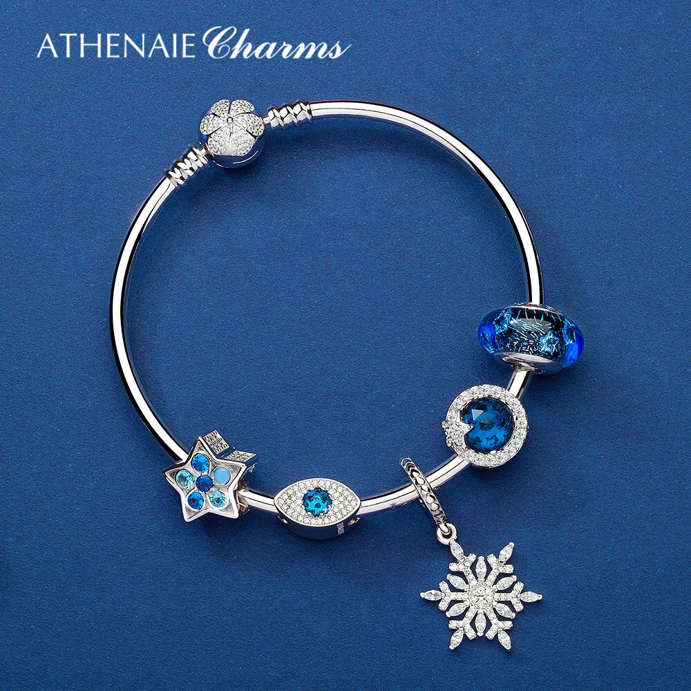 ATHENAIE 925 Sterling Silber Klar und Dämmerung Blau CZ blendend Stern Charme passen Frauen Charme Armbänder Silber 925 Schmuck