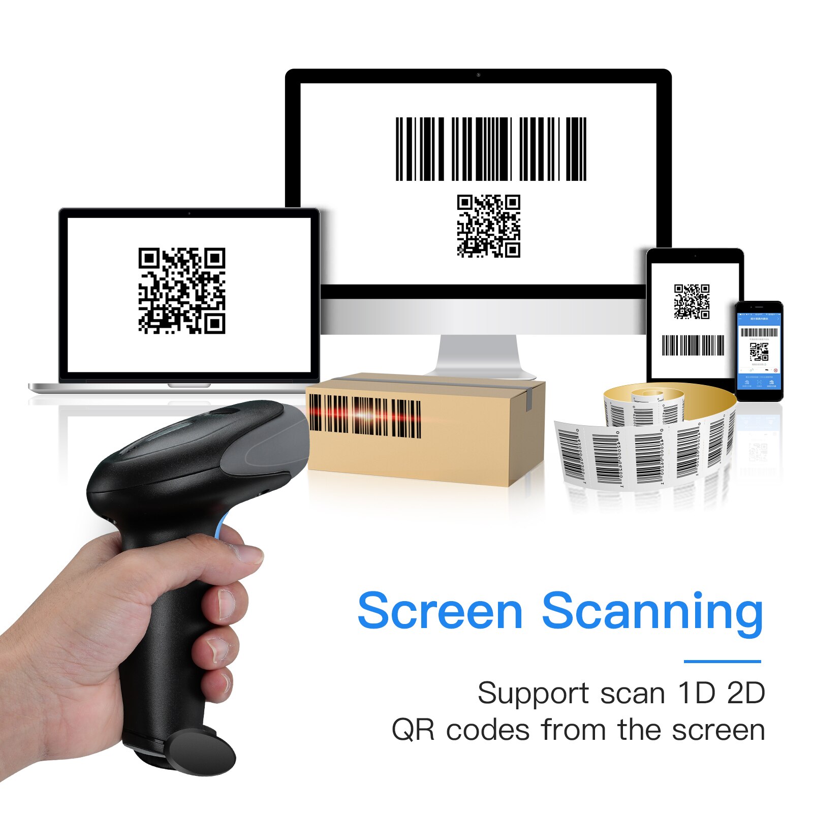 Eyoyo 2.4G Wireless QR 2D barcode scanner handheld USB Wired Bar Codes Reader Data Matrix Bar Code Image Automatic Scanner