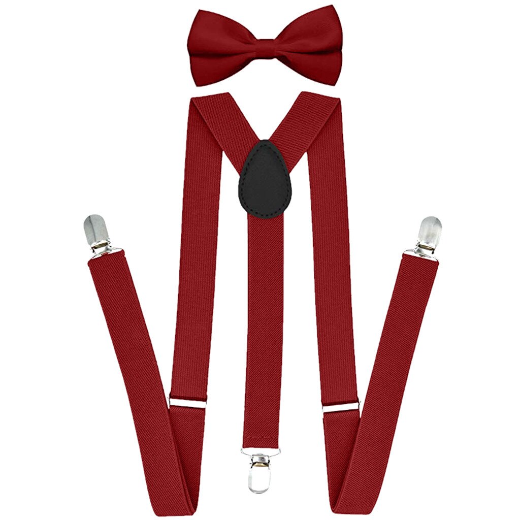 Heren Kinderen Bretels Bowtie Sets Kind Jongen Meisje Y-Back Braces Vrouwen Katoen Vlinder Riem Verstelbare Elastische Vlinderdas shirt Broek: WE