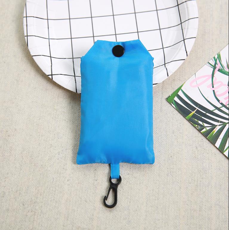 Bolsa de compras de color sólido, ecológica, plegable, reutilizable, portátil, bolso de hombro de poliéster para viajes y comestibles: Azul cielo