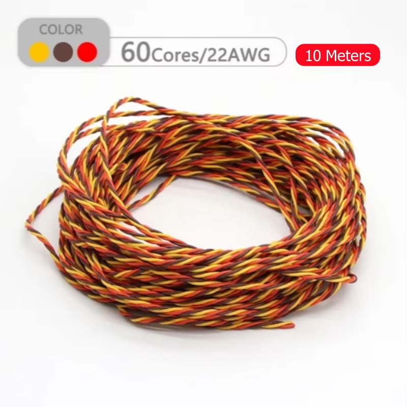 5/10/20m- trådig servoförlängningskabel 30/60 -kärnig 3 -vägs jr futaba tvinnad tråd 22/26 awg för rc-modellflygplanstillbehör: Grön