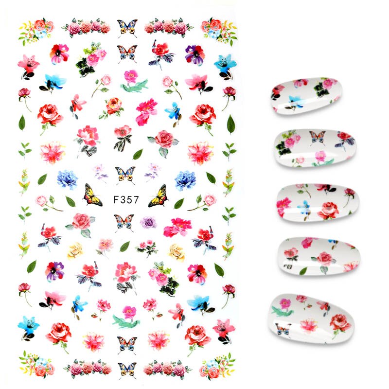 Nail Sticker Vlinder Rose Bloem Banaan Cartoon Stickers Voor Nagels Nail Art Decoratie Manicure Tips