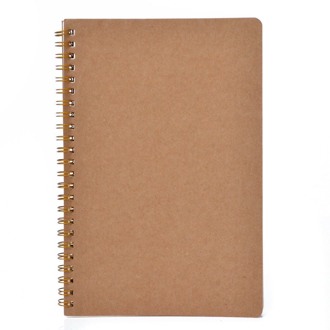 100 sidor  a5 prickigt rutnät spiral anteckningsbok journal kartong brunt omslag vackert papper för dagbok planering aktiviteter signering