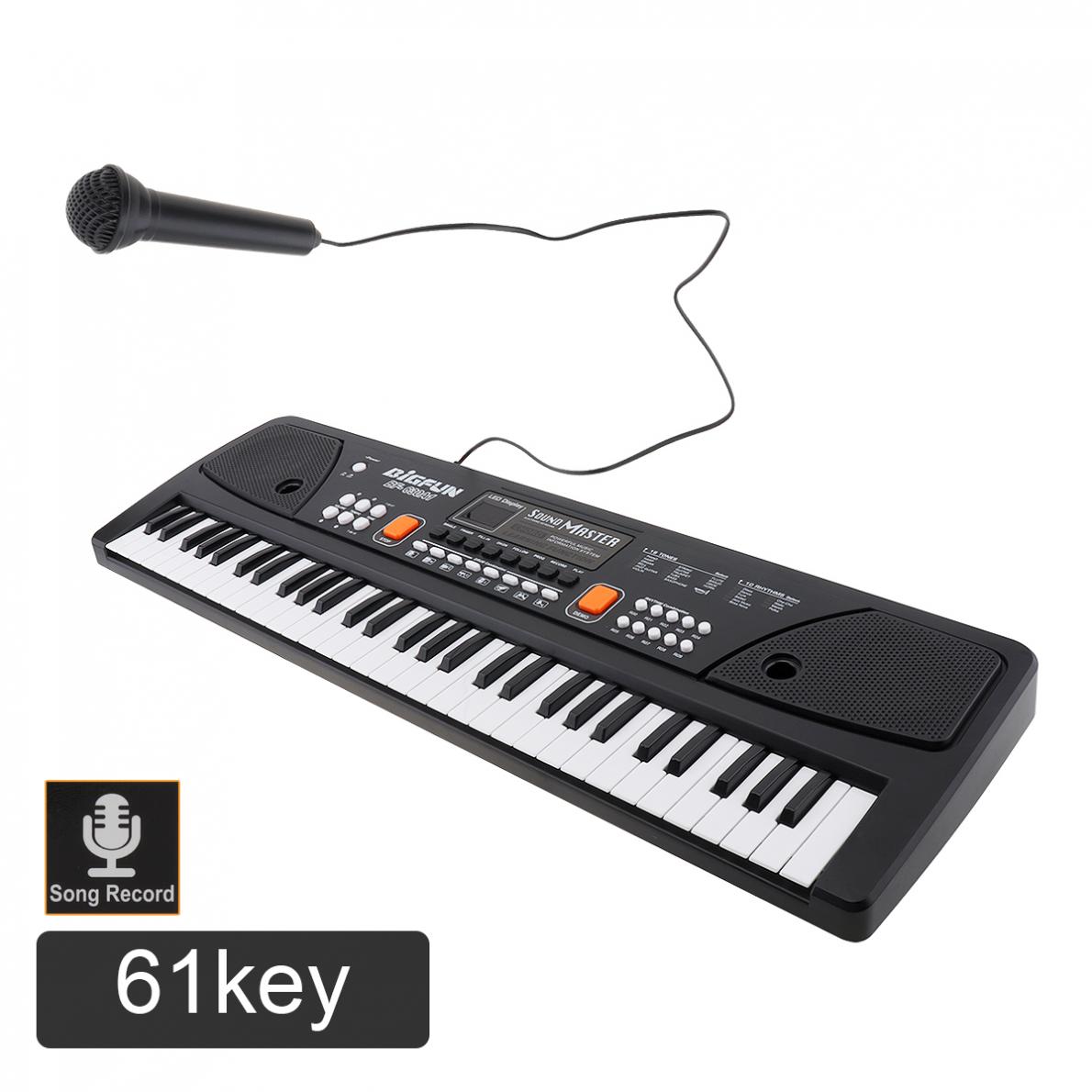 37 49 61 Key Soft Portable Electronic Piano Keyboard Digital Music Key Board with Microphone Children Musical Enlightenment: 61keys
