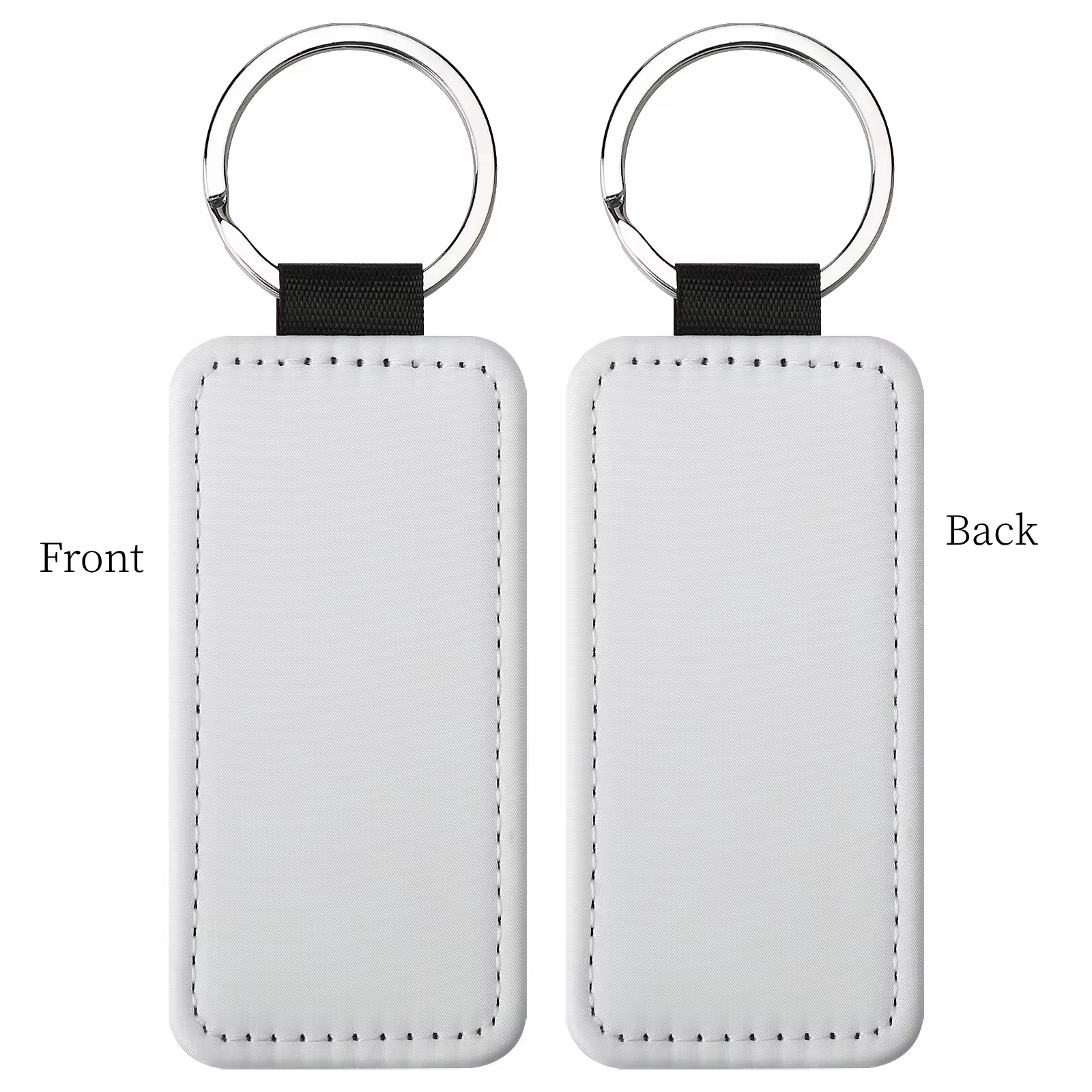 Llaveros en blanco de sublimación, etiquetas de identificación de transferencia de calor DIY, llaveros de sublimación, creativos, llavero de cuero PU: Blanco