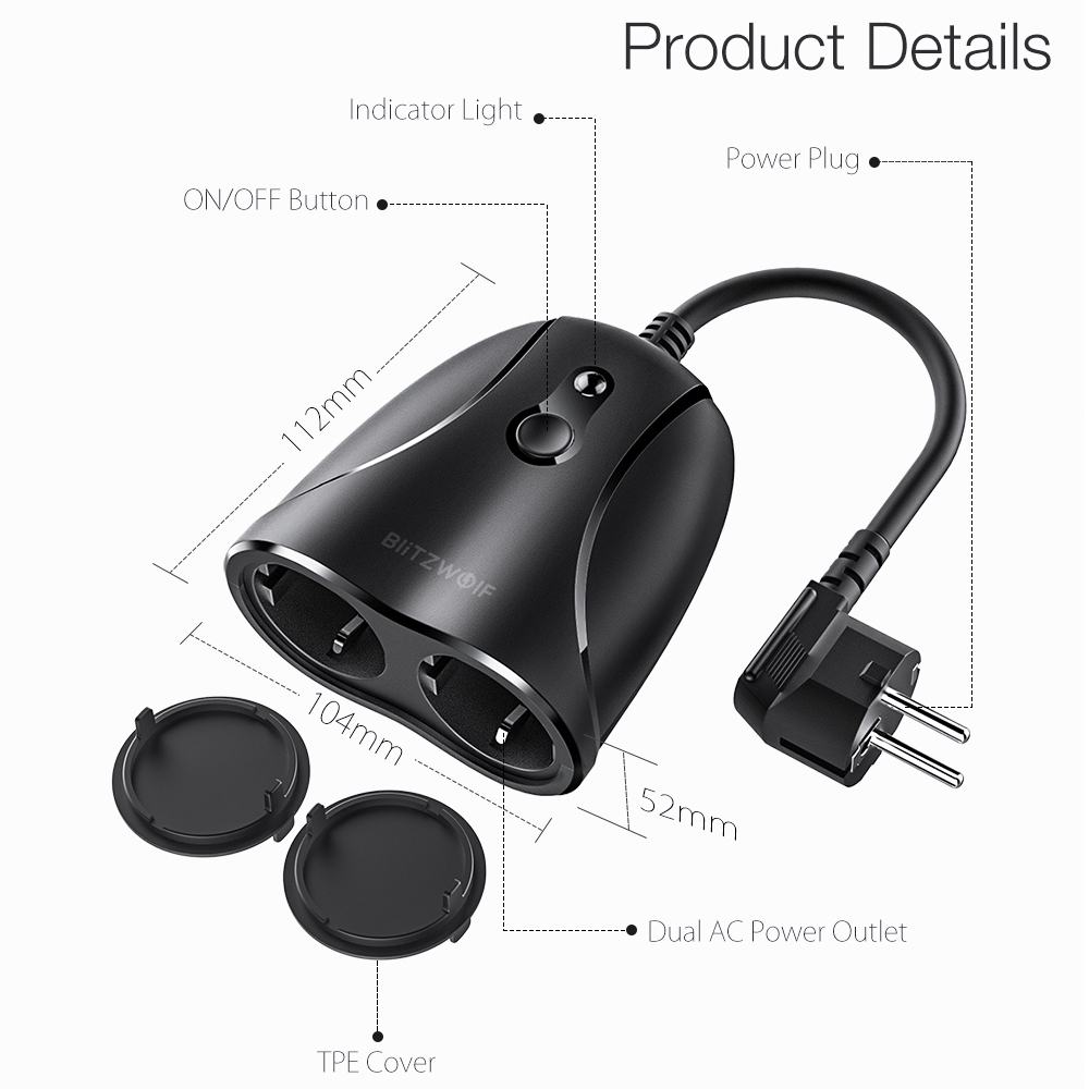 EU/US Plug Indoor Outdoor Smart Wireless WIFI Socket APP/Voice Control Dual Outlets IP44 Waterproof Work Socket Plugs Adaptors