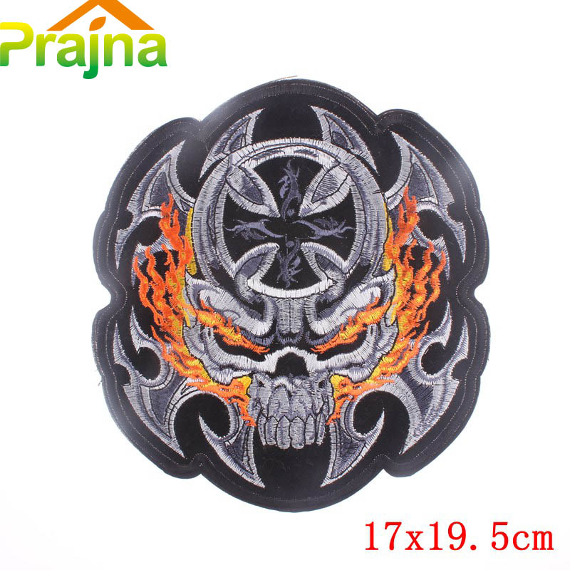 Parches de motociclista Punk para ropa, parches bordados con alas de calavera para ropa, pantalones vaqueros, chaqueta, apliques, insignias de parche para motocicleta: Láser brillante