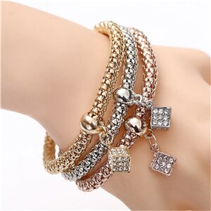 3 Teile/satz Eule Kristall Herz Armbinde & Armbinde Gold/Silverized Elefanten Anker Anhänger Weibliche Strass Armbinde: SL561