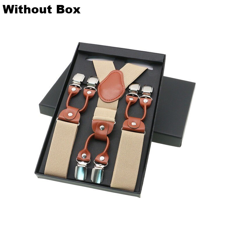 Tirantes de 6 clips para hombre, tirantes Unisex informales a la , tirantes elegantes para camisa de cuero marrón, correa ajustable para cinturón, para papá: Naranja