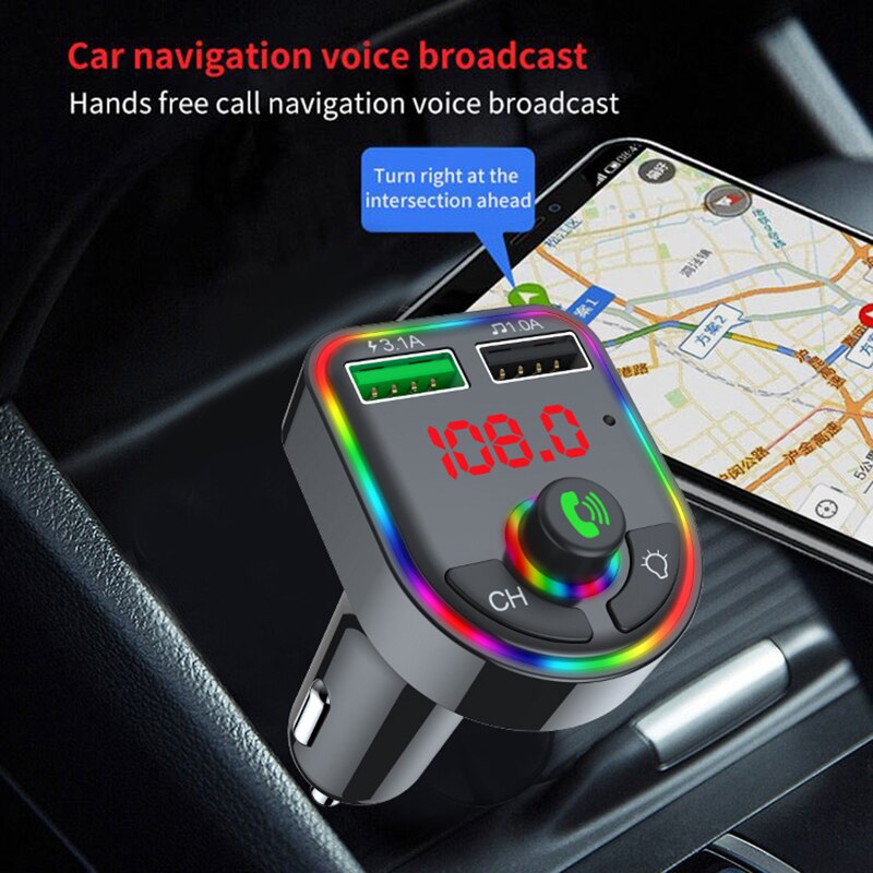 FM Transmitter Wireless Bluetooth Car Kit Handsfree Car MP3 Audio Music Player Dual USB Radio Modulator Car Kit 3.1A USB Charger