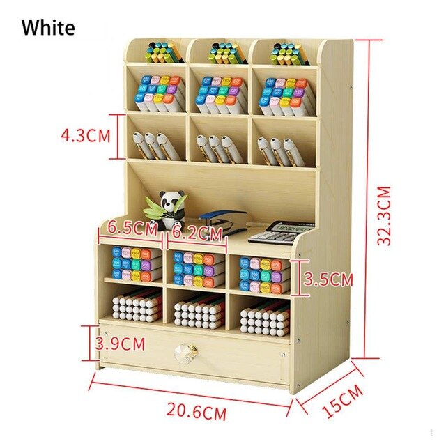 Potlood Organisator Multifunctionele Houten Desktop Pen Houder Kantoor School Briefpapier Opslag Stand Case Bureau Pen: Pen Holder 7