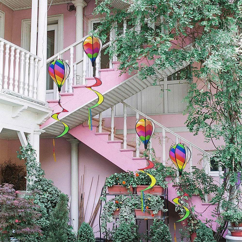 Wind Spinner Wind Chimes Rotating Windmill Rainbow Air Stripe Decoration Windsock Balloon Garden Outdoor Q3h4