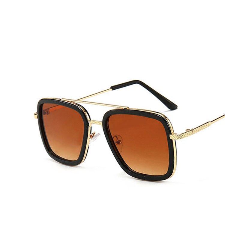Stijl Iron Man Frame Baby 3-10 Jaar Jongens & Meisjes Zonnebril UV400 Cool Golden Metalen Bril vintage Oculos De Sol N469: Bruin