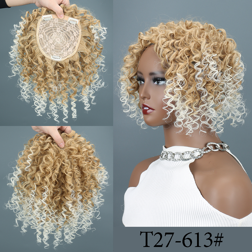 Synthetic Short Afro Kinky Curly Hair Toppers Hair Pieces Wigs for Black Women With Thinning Hair Topper Increase Hair Volume: NC/4HL