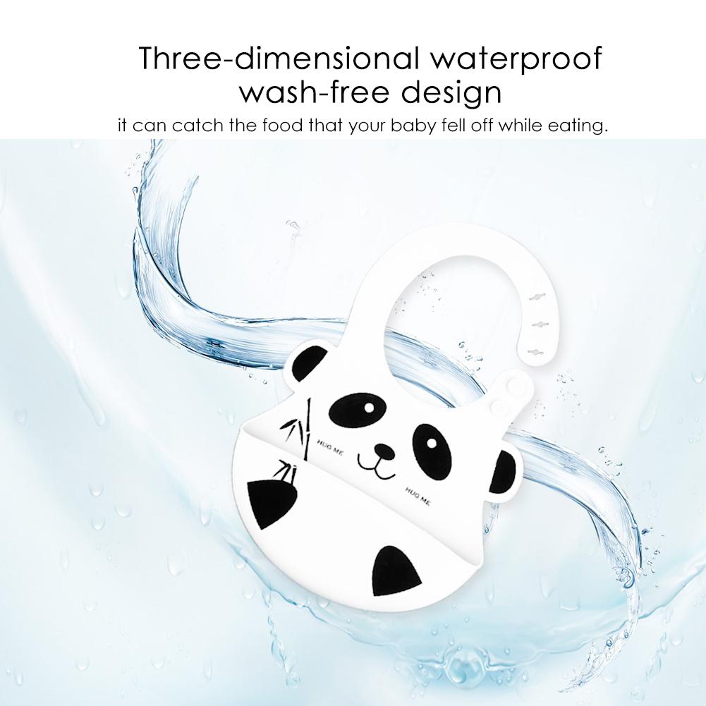 Impermeable niños comer bolsillo babero para bebé de silicona bebé babero Saliva toalla Panda comida arroz bolsillo desechable fácil almacenamiento