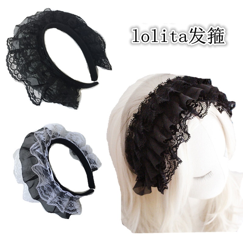 mooie lolita kant boog vrouwen haarbanden meisje hoofdbanden lady's hoofddeksels haaraccessoires headwrap