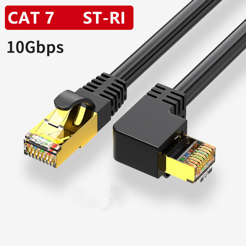 Cienki kabel Ethernet RJ45 Cat7 6 przewód Lan SFTP RJ 45 kabel sieciowy do kompatybilnego z Cat 7 Patch Cord 90 stopni kąt prosty w górę i w dół: Right / 1m
