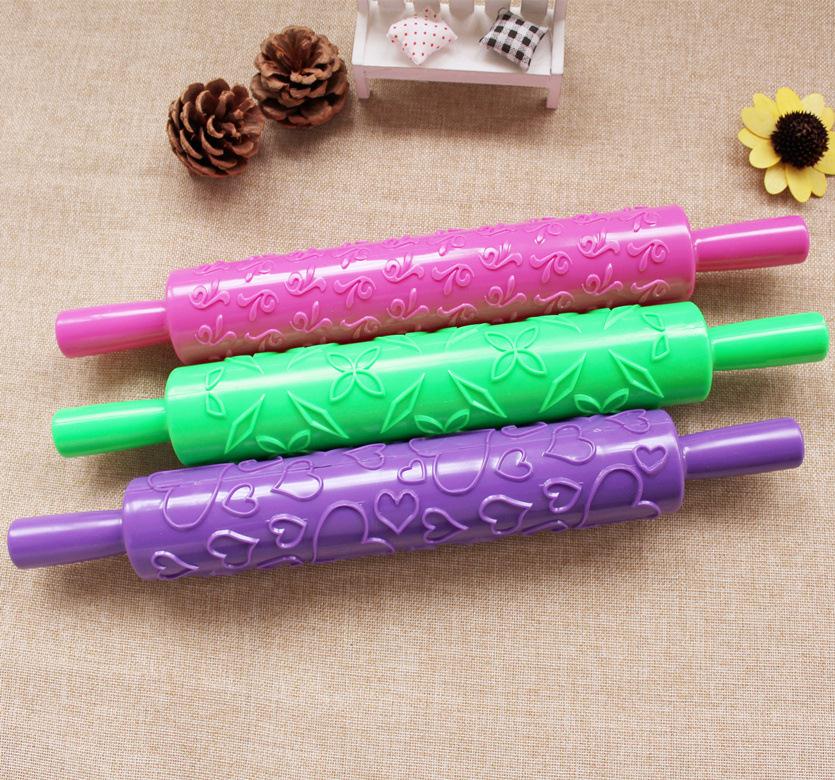 14 Styles Pastic Non-stick Fondant Cake Embossing Roller Sugarcraft Decorating Lace Rolling Pin DIY Kitchen Cooking Tool D794