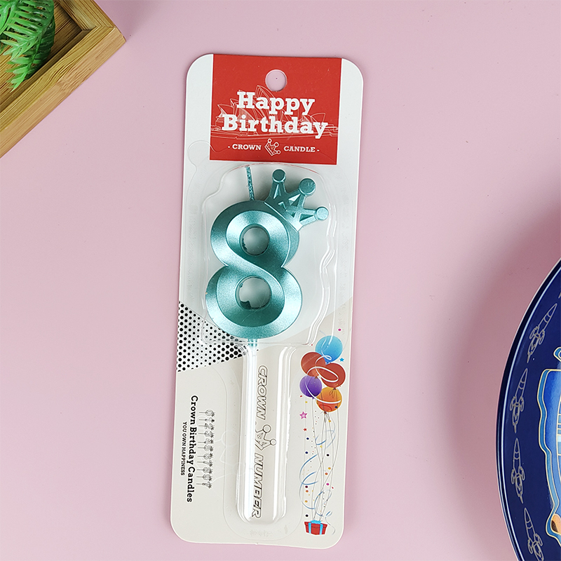 Tiffany Blue Cake Number 0-9 Candle Crown Birthday Boy Prince Party Celebration Birthday Cake Decoration