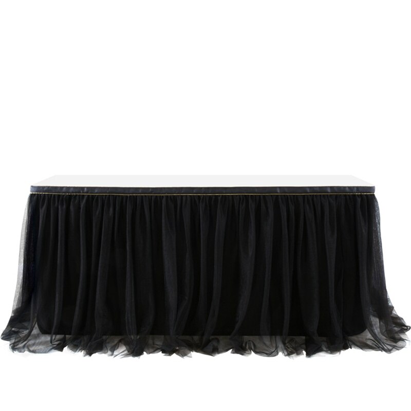 183x77cm Table Skirts Birthday Tulle Table Skirting Wedding Party Tutu Table Skirt Baby Shower Halloween Party Home Decor: black