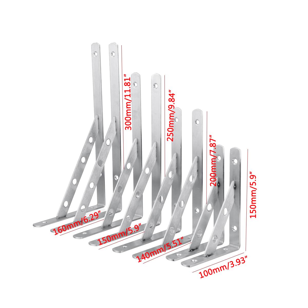 6/8/10/12" 2pc L-Shaped Triangle Bracket Wall Mounted Shelf Bracket Heavy Duty Supporter DIY Home Table Bench