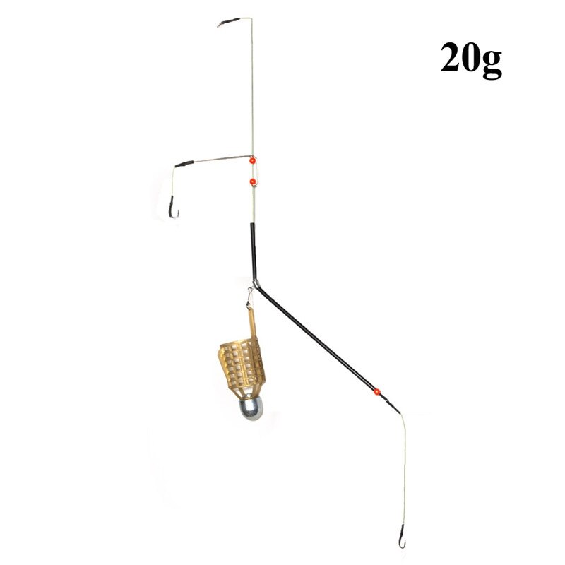 Jaula de señuelo de pesca 20G 30G 40G 50G Fish King con ganchos de línea, alimentador de peces, soporte de cesta, accesorios de pesca: A