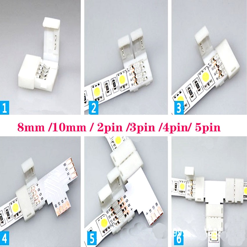 5 stks/partij LED Connector 2 pin 3 pin 4 pin soldeerloze Voor 8mm 10mm 5050 3528 ws2811 ws2812b 5630 5730 smd LED Strip