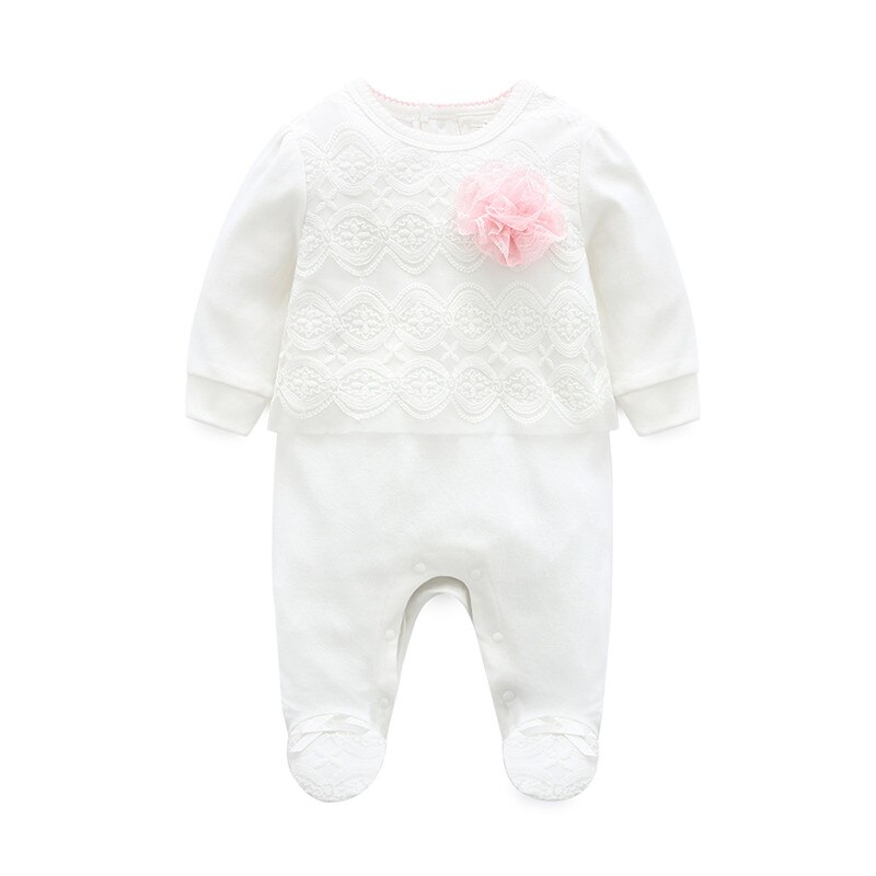 Prinsesse nyfødt baby pige tøj blonde blomster jumpsuit & pandebånd 2 stykke piger tøj sæt spædbørn forår romper