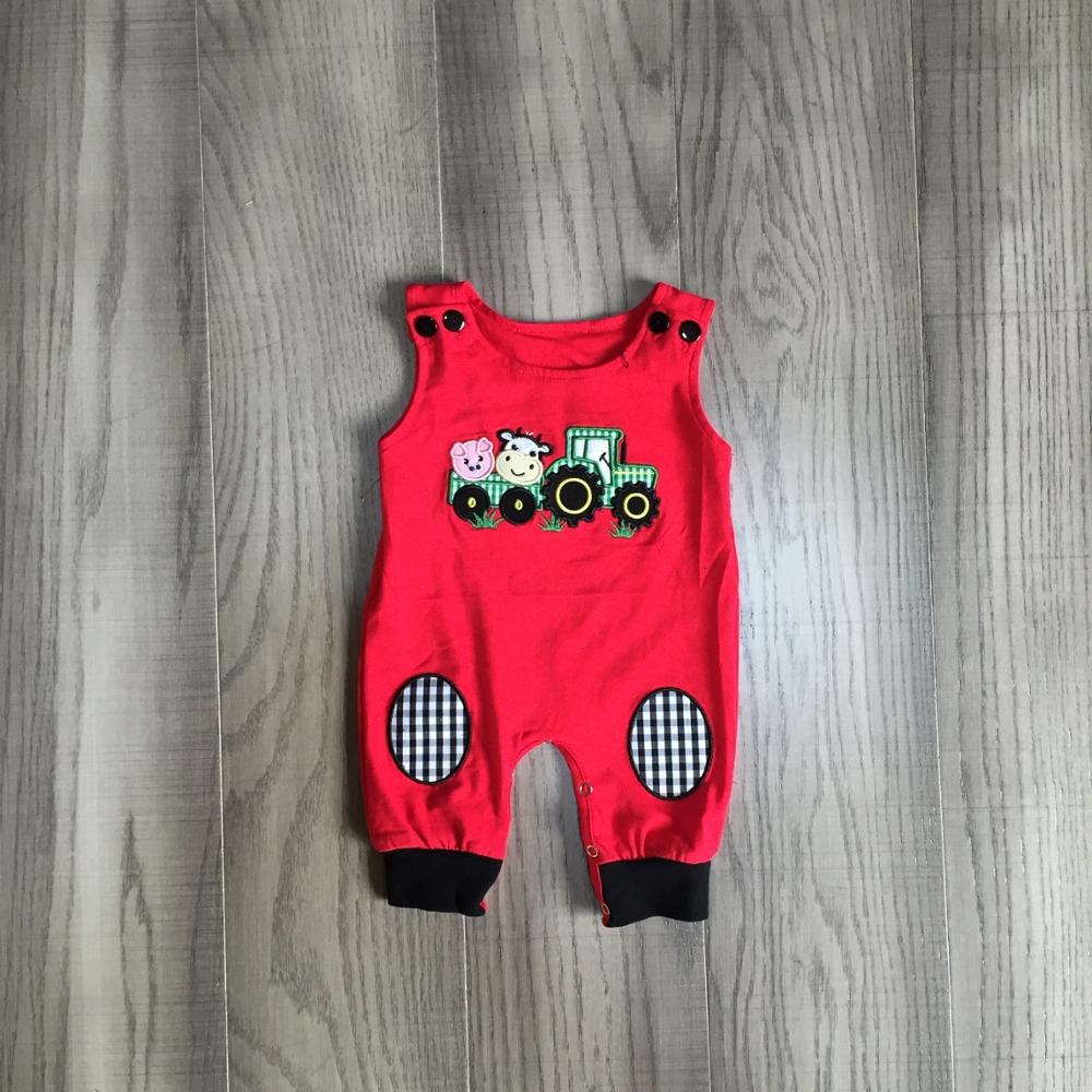 Zomer Baby Meisjes Jongens Koe Farm Yard Truck Mouwloze Tie Romper Kinderen Kleding Boutique Chick Ruche Melk Zijde Jumpsuit