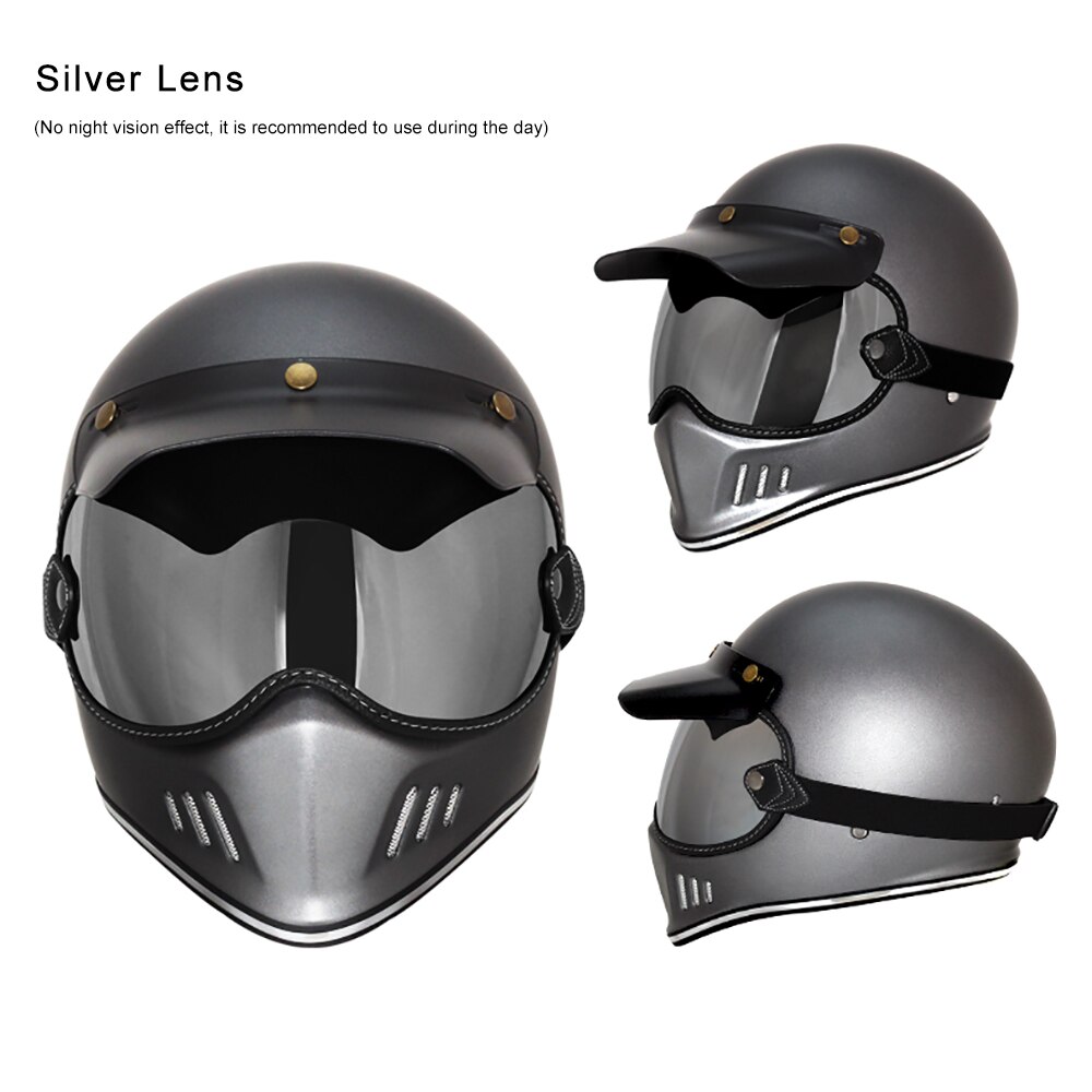 Motorcycle Bubble Shield Helmets Lens Sunglasses Accessories Fit For Retro SHOEI EX Zero MOTO3 RYMIC R980 Helmets Goggles: Silver