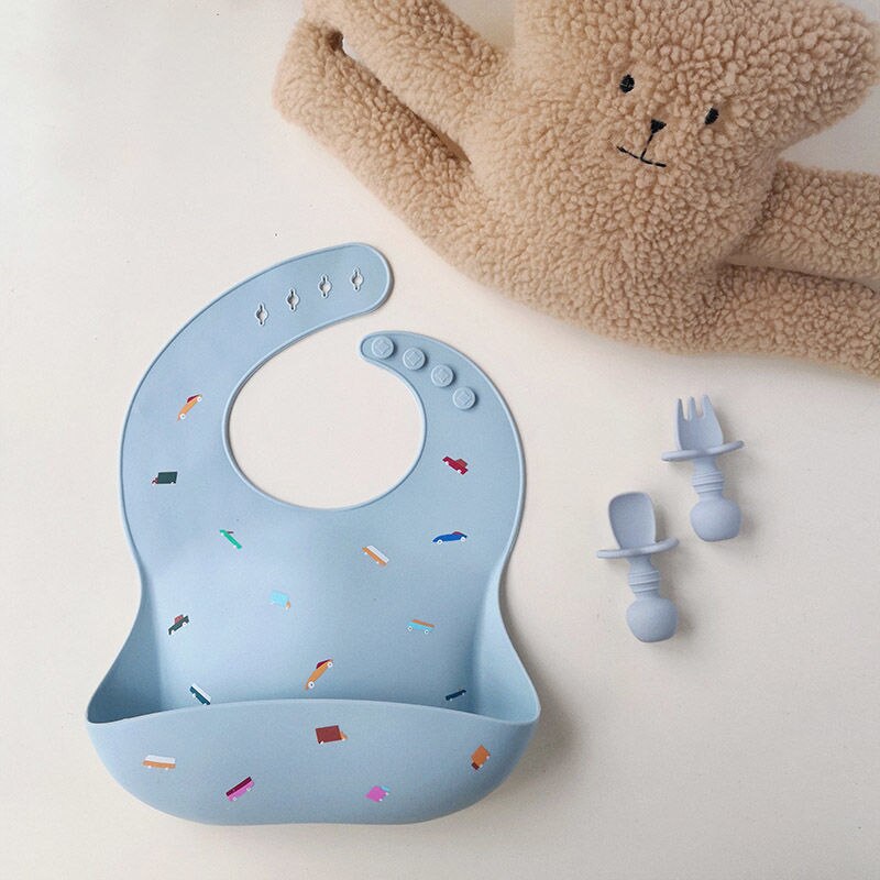 Ins estilo nórdico babadores de silicone do bebê padrão floral antifouling infantil impermeável bib dinnerware bib alimentação roupas avental luz: car