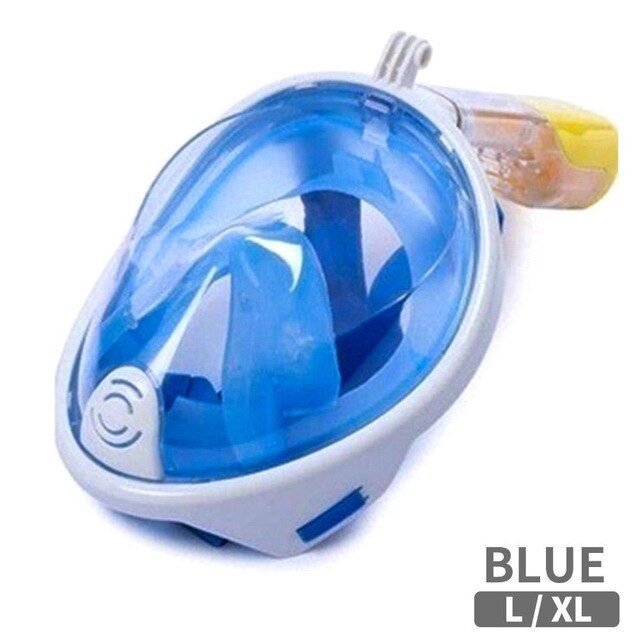 Ademhalingsapparaat 3 kleuren droog duikmasker zomerzwemmen volgelaatsmasker s/m duurzaam anti-condens snorkel zwemmasker duiken: Blauw l tot xl