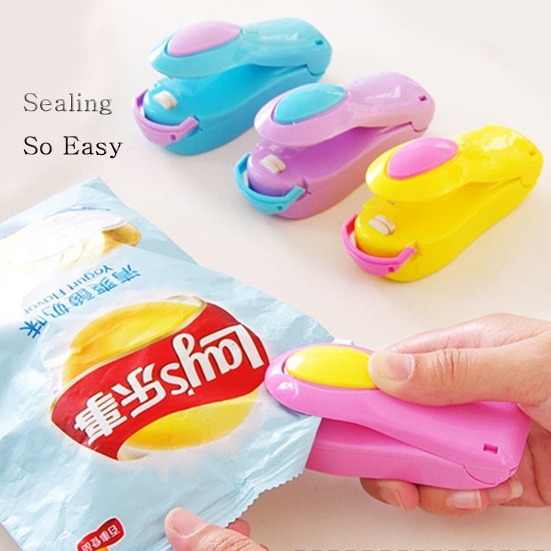 Bärbar hushålls mini förseglingsmaskin mat plastpåse resor hand tryck förseglingsmaskin pulsförsegling förseglingspaket