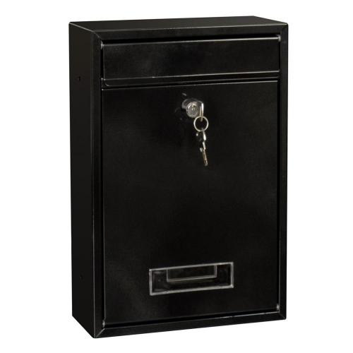 Outdoor Lockable Wall Mounted Hanging Iron Post Letter Box Mailbox with Key: Black