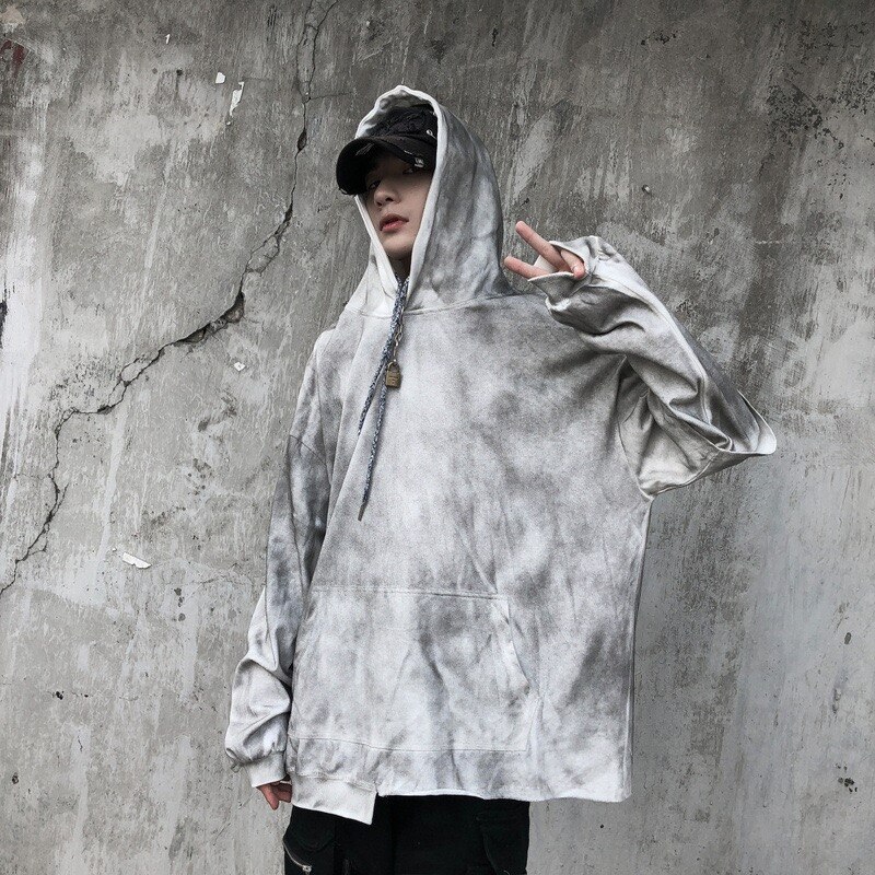 Herre dame langærmet snoretræk grå hættetrøje oversize unisex bomuld hip hop skjorte skøjteløb afslappet sport loose fit sweatshirt