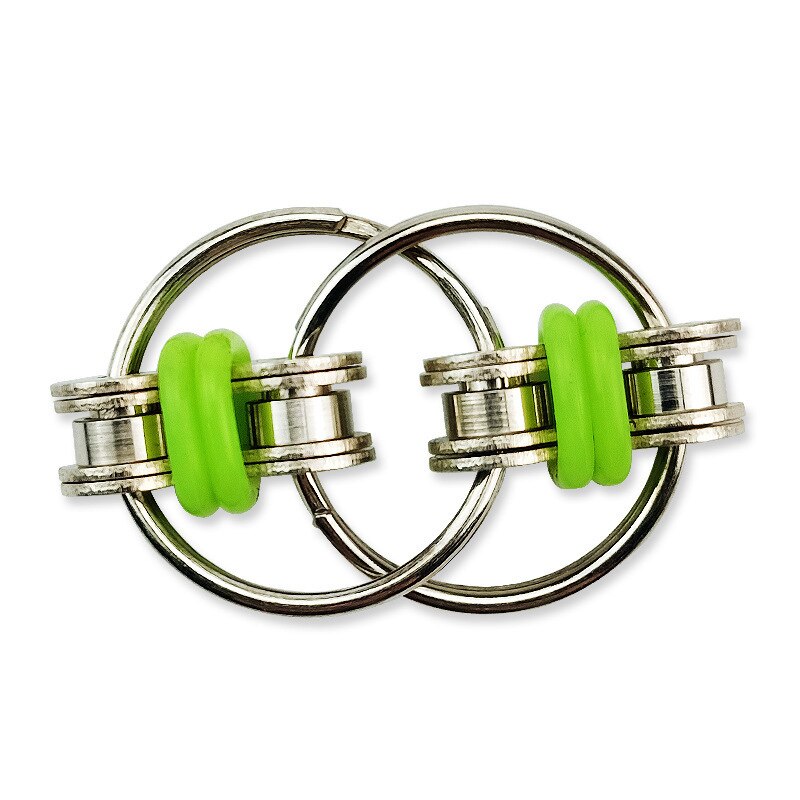 Relief Bike Chain Fidget Toy For Autism Antistress Toys Set Anti Stress Spinner Key Metal Ring Puzzle Sensory Toys: green
