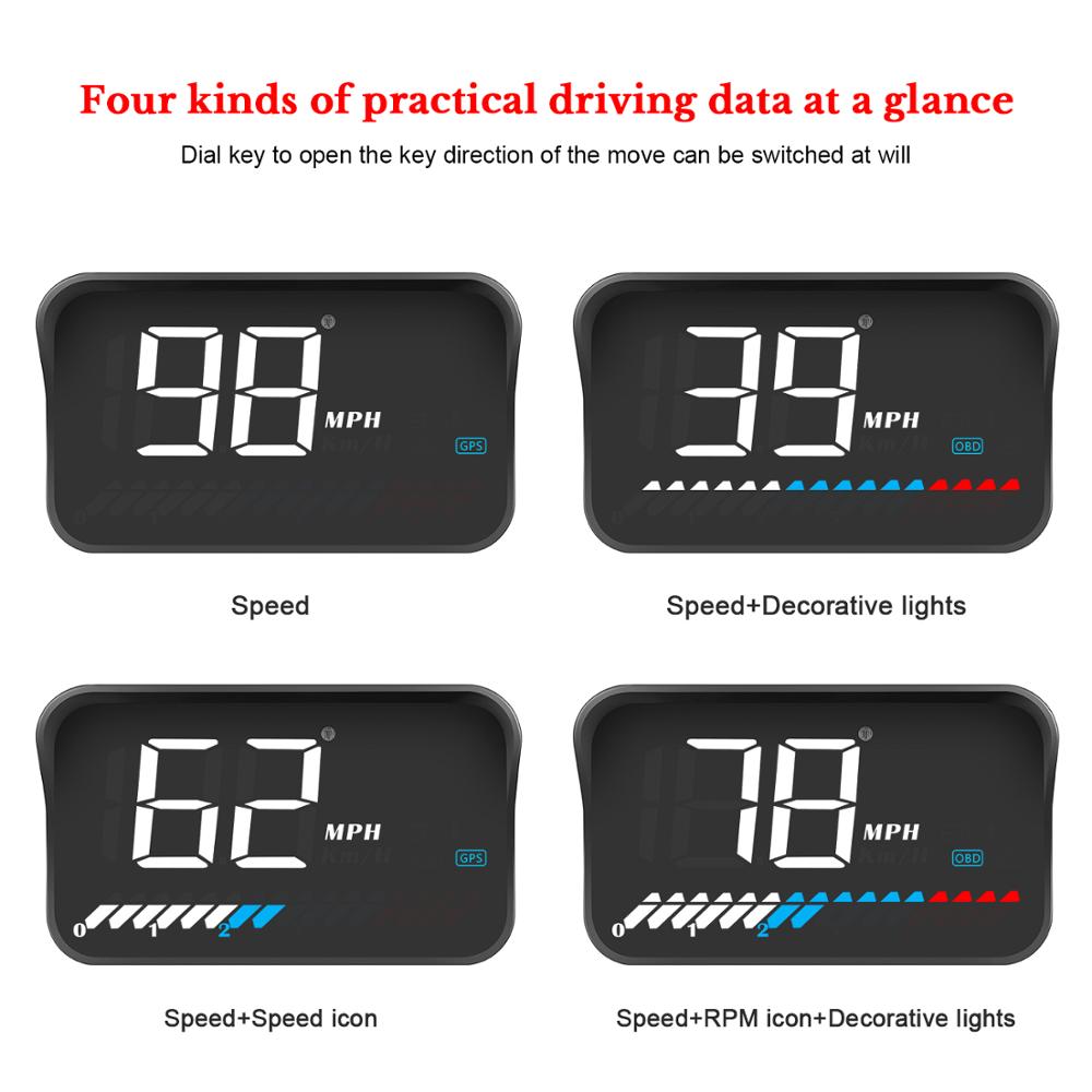 Mest populære diagnoseværktøjer obd+gps  m7 bil hud head up display med blænding skjold 3.5 tommer