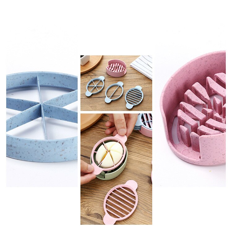 Keuken gadgets Kookgerei 3in1 Cut Eiersnijder Cutter Mold Flower Edges Gereedschap Tarwe stro triple apparaat gezonde ei splitter