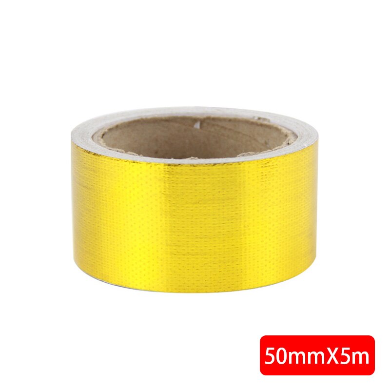 Brandvertragende Thermische Uitlaat Tape Luchtinlaat Warmte Isolatie Shield Wrap Reflecterende Warmte Barrière Zelfklevende Motor Voor Auto: 5m-Golden