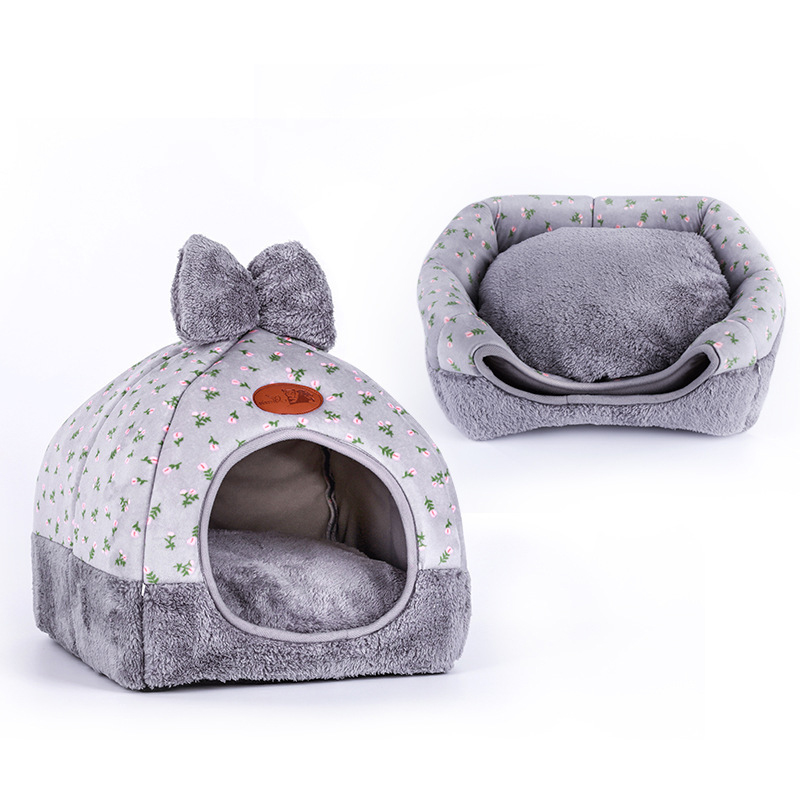 1 Pc Kleine Hond Huis Tent Kennel Alle Seizoenen Bed Honden Vuilwerend Soft Bed Met Boog Wasbare kussen