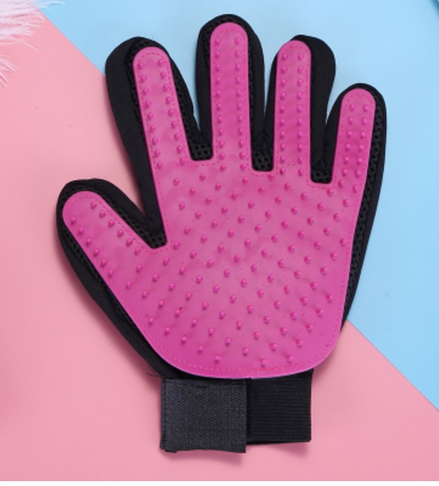 Silicone Pet Dog Cat Grooming Gloves Pet Cat Massage Glove Hair Brush Shower Comb Dog Bath Deshedding Cleaning Tool: right / Pink