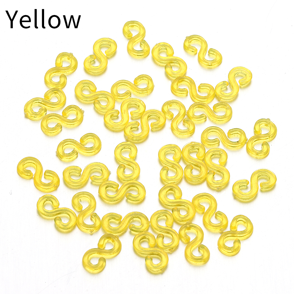 500pcs 11mm Acrylic S Clips Rubber Band Clips Plastic Jewelry Connectors For Necklace Bracelet Making DIY Colorful Clasp: Yellow