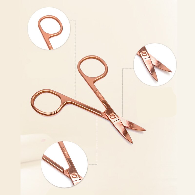 Tijeras pequeñas de acero inoxidable para cortar el pelo de la nariz y las cejas, pinzas para recortar la cara y la manicura, eliminador de piel muerta, herramientas de tijera