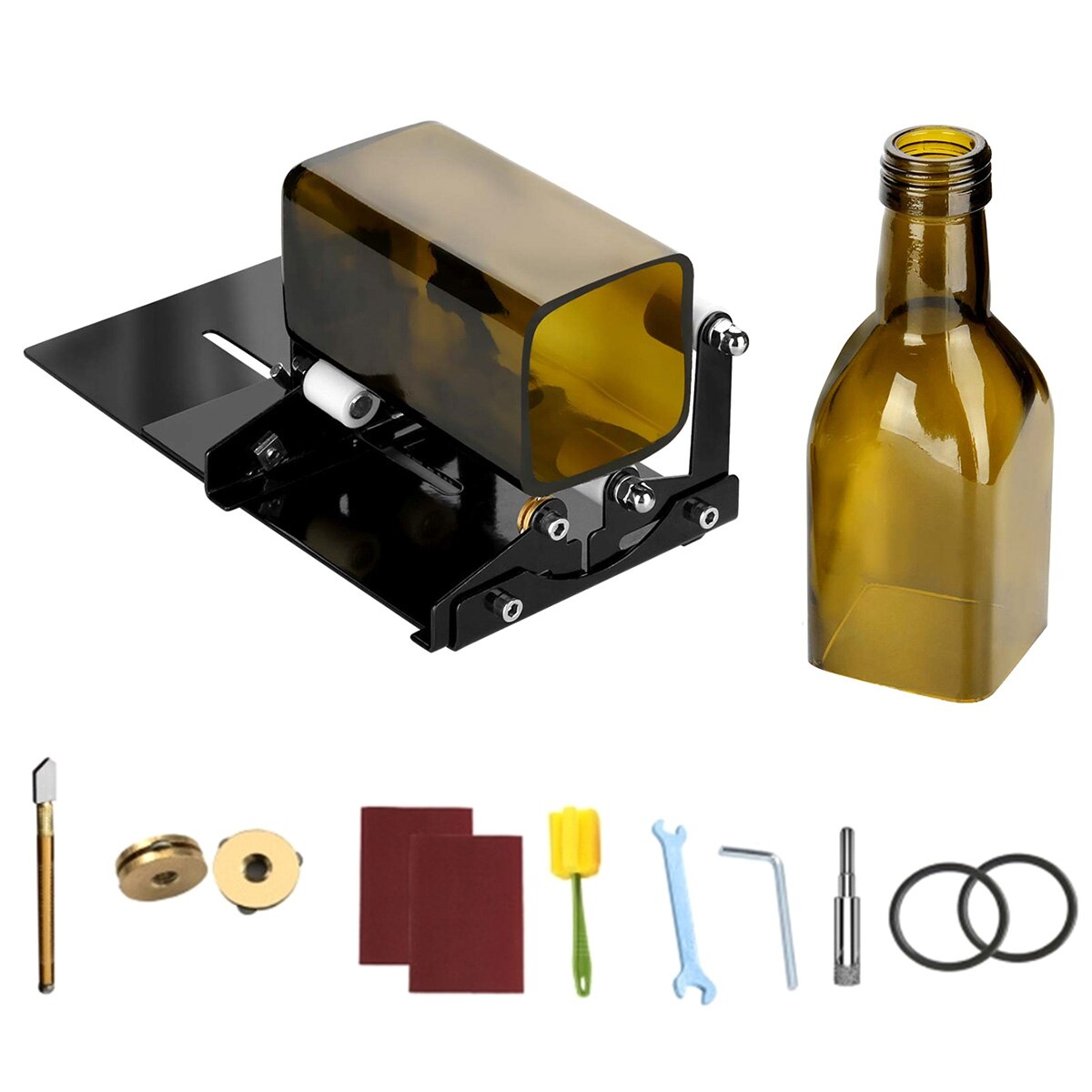 Kit de coupe de bouteille en verre réglable, Machine de découpe de bouteilles en verre rond et carré en acier inoxydable, ensemble pour vin, liqueur, whisky, alcool: Default Title