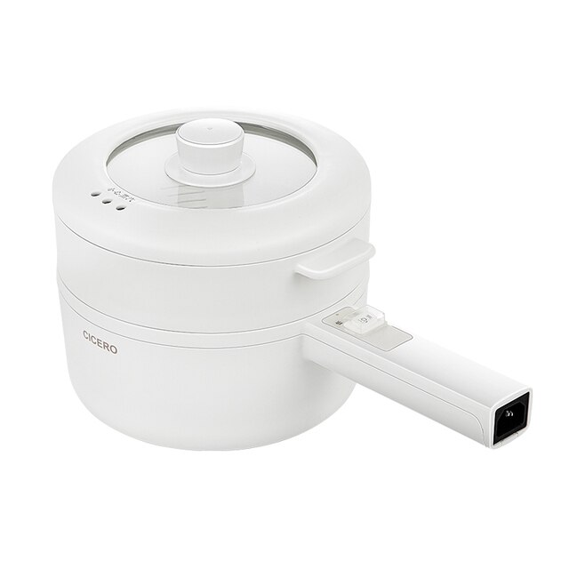 700W Electric Cooking Pot Portable Pot Rice Cooker Multicooker Ceramic Liner Smart Electric Skillet Single/Double Layer 1.6L: Mechanical 2 layers