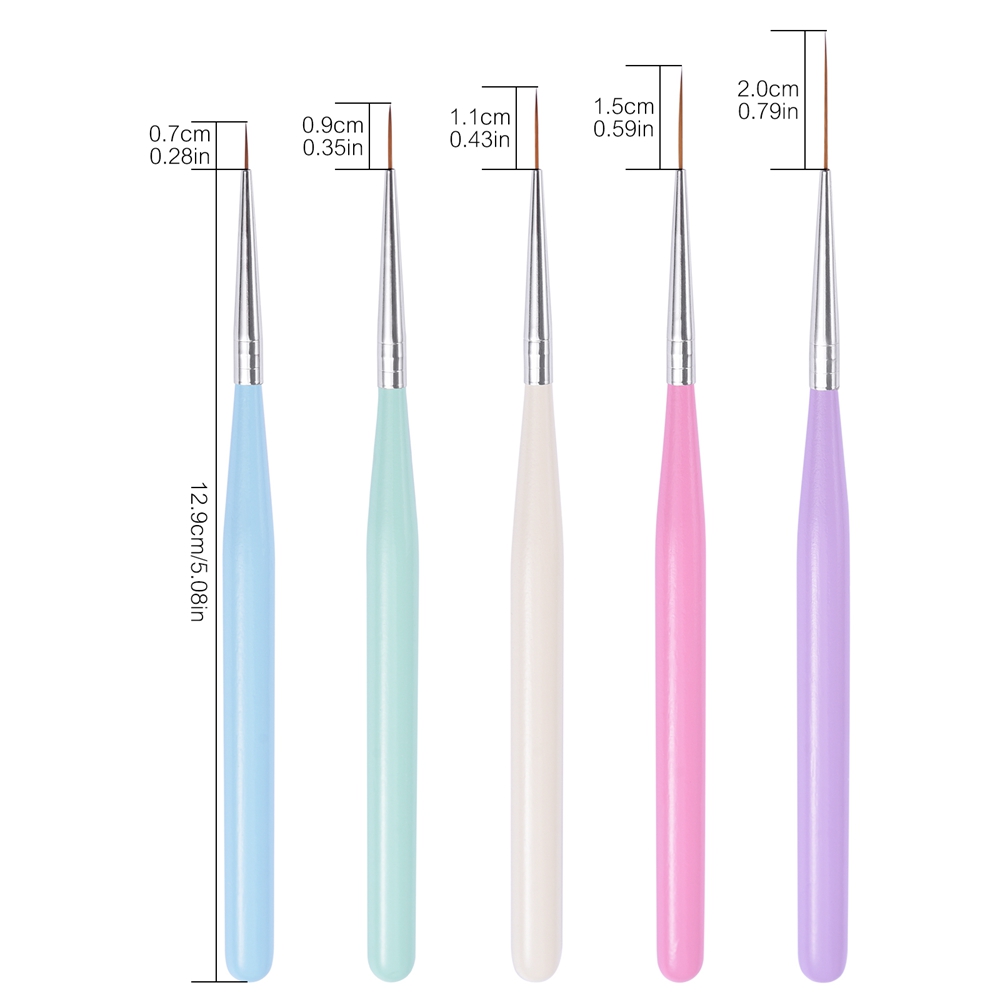 5 Stuks Striping Nail Art Liner Borstels Set Fijn Schilderij Tekening Striping Liner Tips Nail Art Pen Nail Salon Manicure Diy