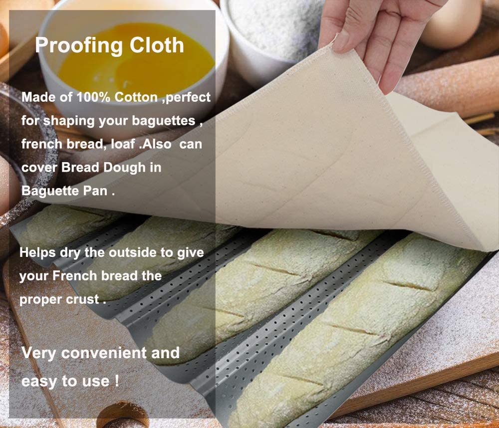 WALFOS Thick Fermented Linen Cloth Proofing Dough Bakers Pans Bread Baguette Baking Mat Pastry Baker's Couche Proofing Cloth