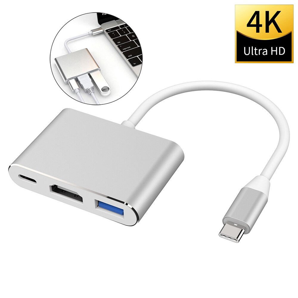 Usb-C To Hdmi 3 In 1 Cable Converter for Iphone Samsung Huawei Apple Universal Mac Ns Usb 3.1 Type C To Hdmi 4K Adapter Cable